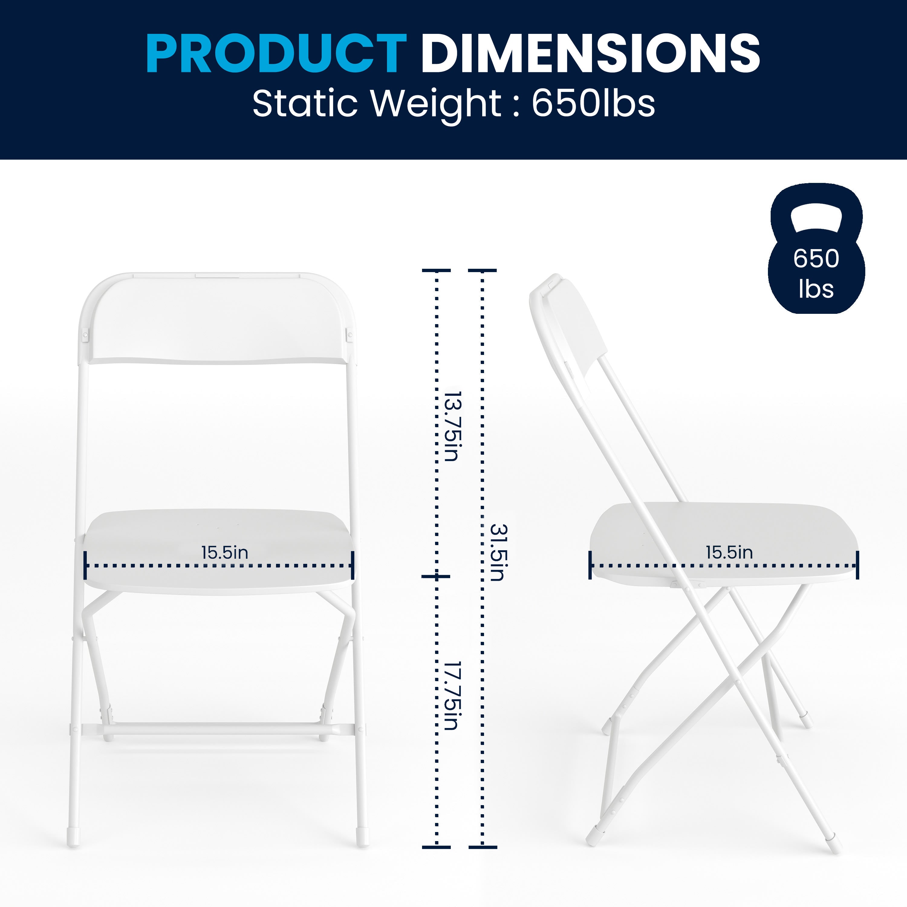 Series Plastic Folding Chair - 650LB Weight Capacity