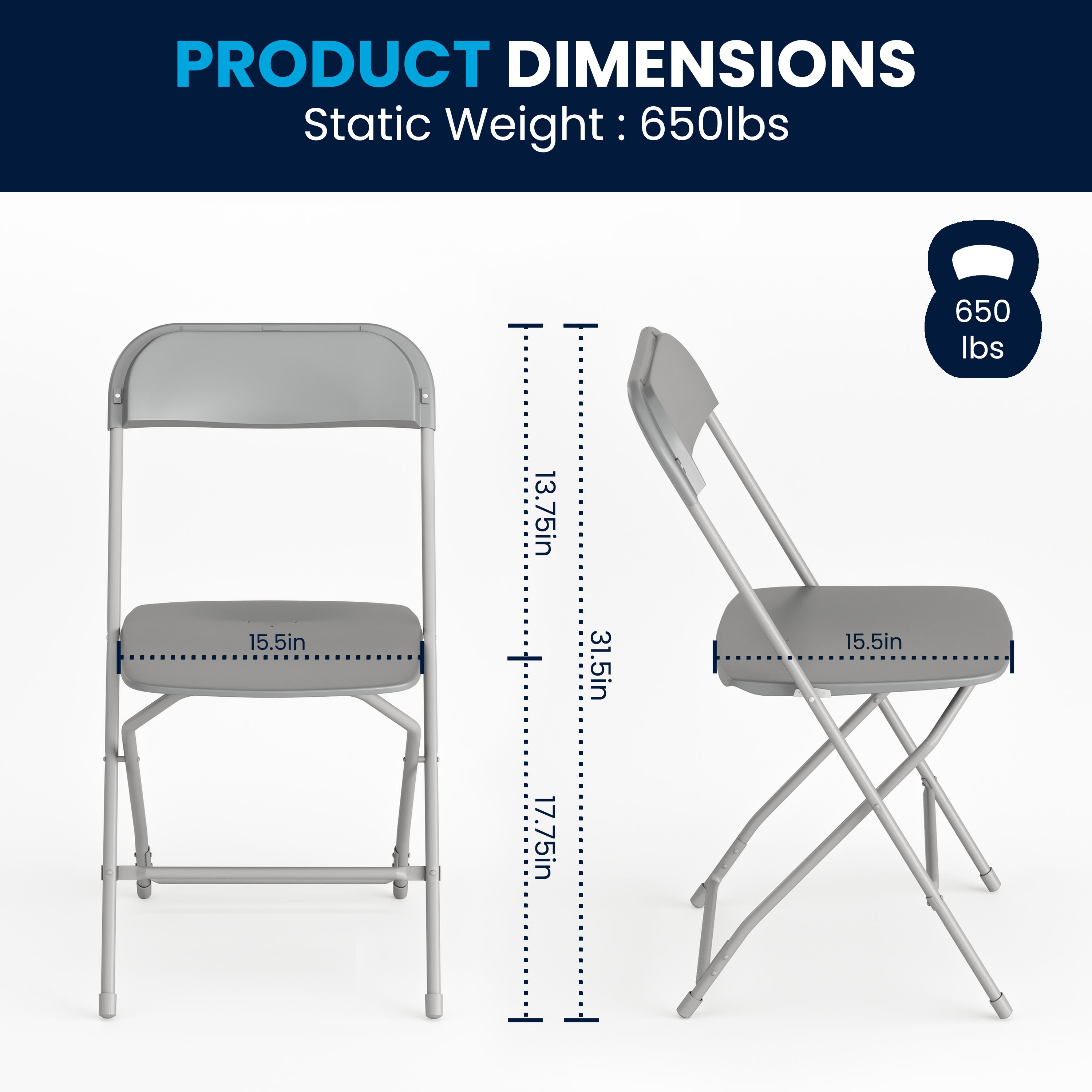 Series Plastic Folding Chair - 650LB Weight Capacity