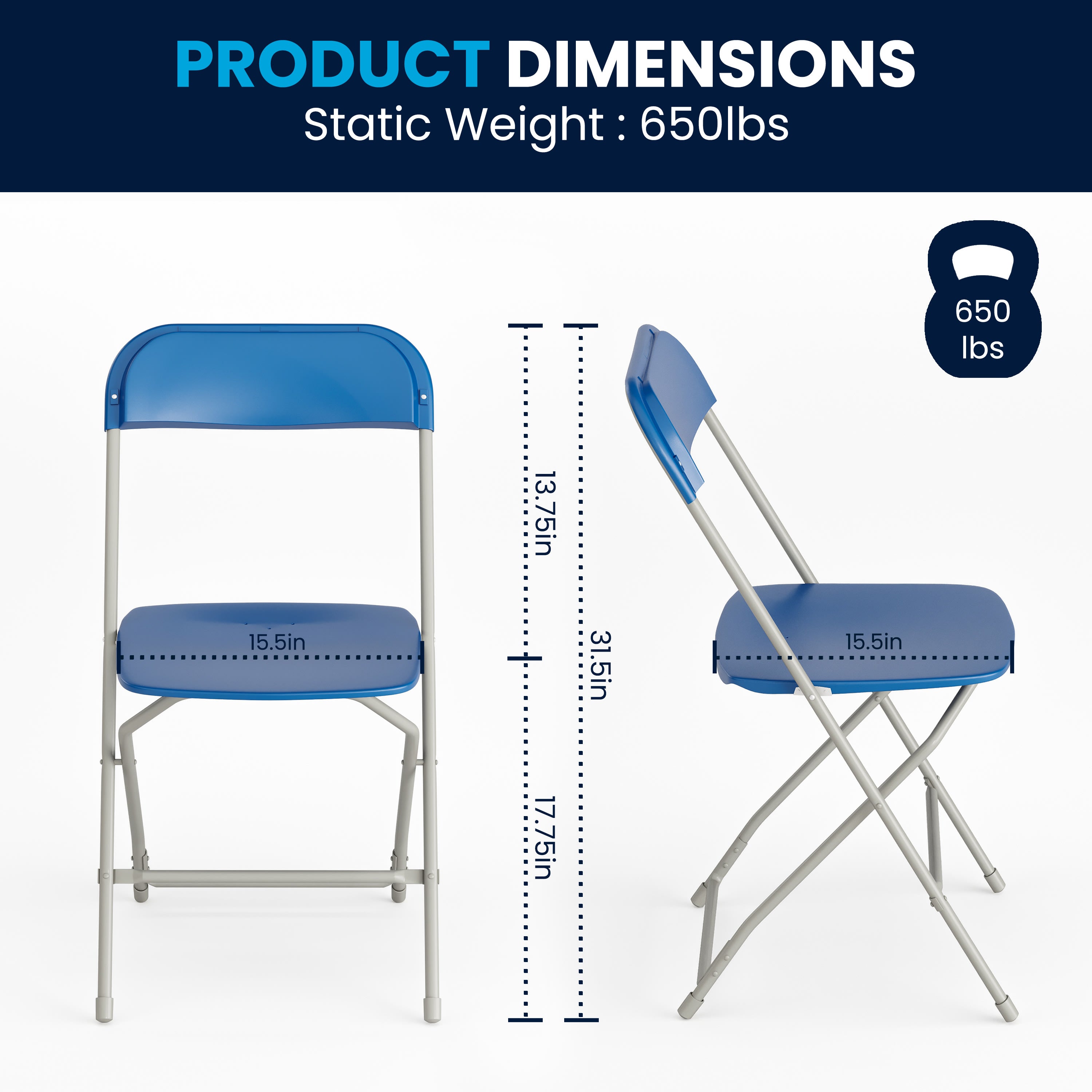Series Plastic Folding Chair - 650LB Weight Capacity