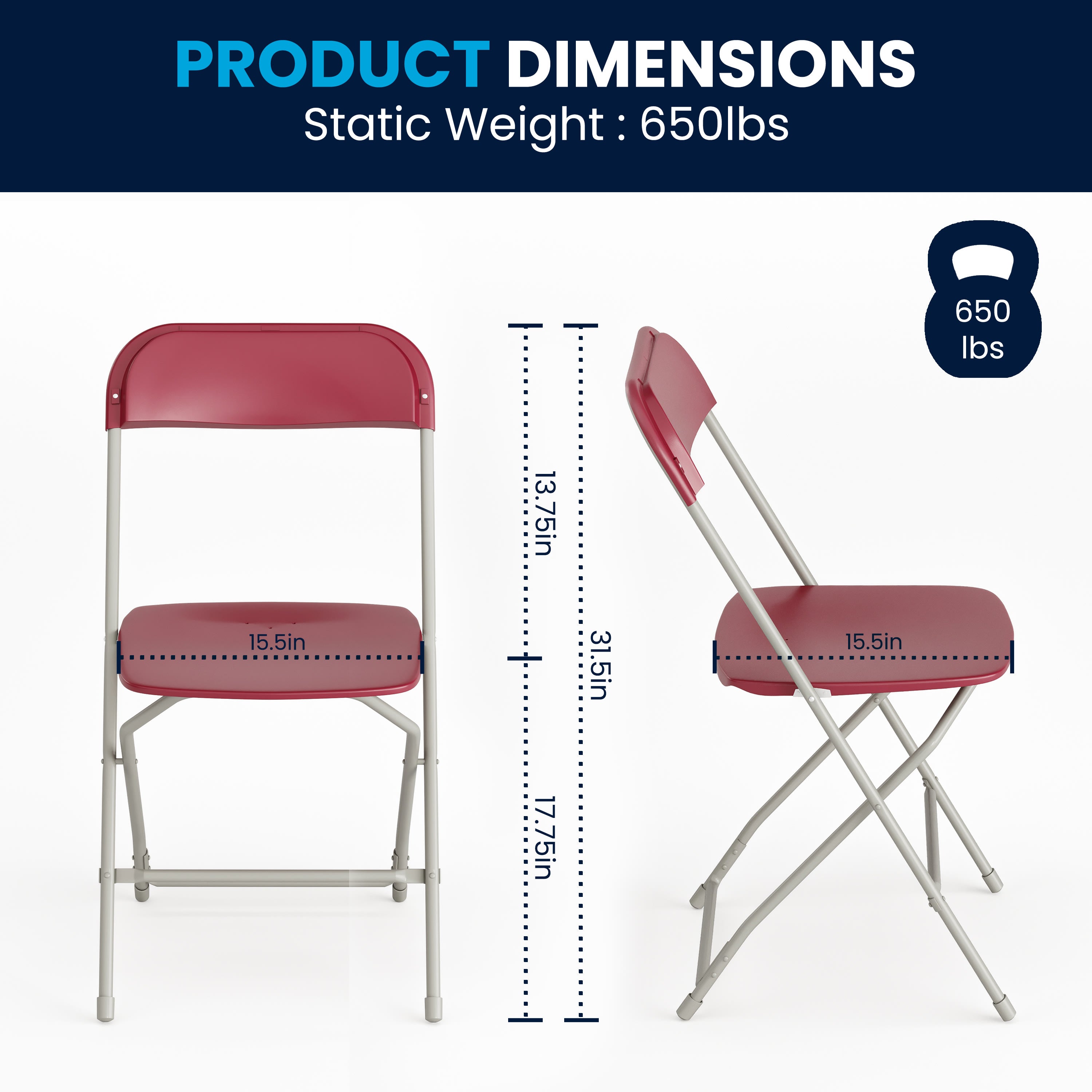 Series Plastic Folding Chair - 650LB Weight Capacity