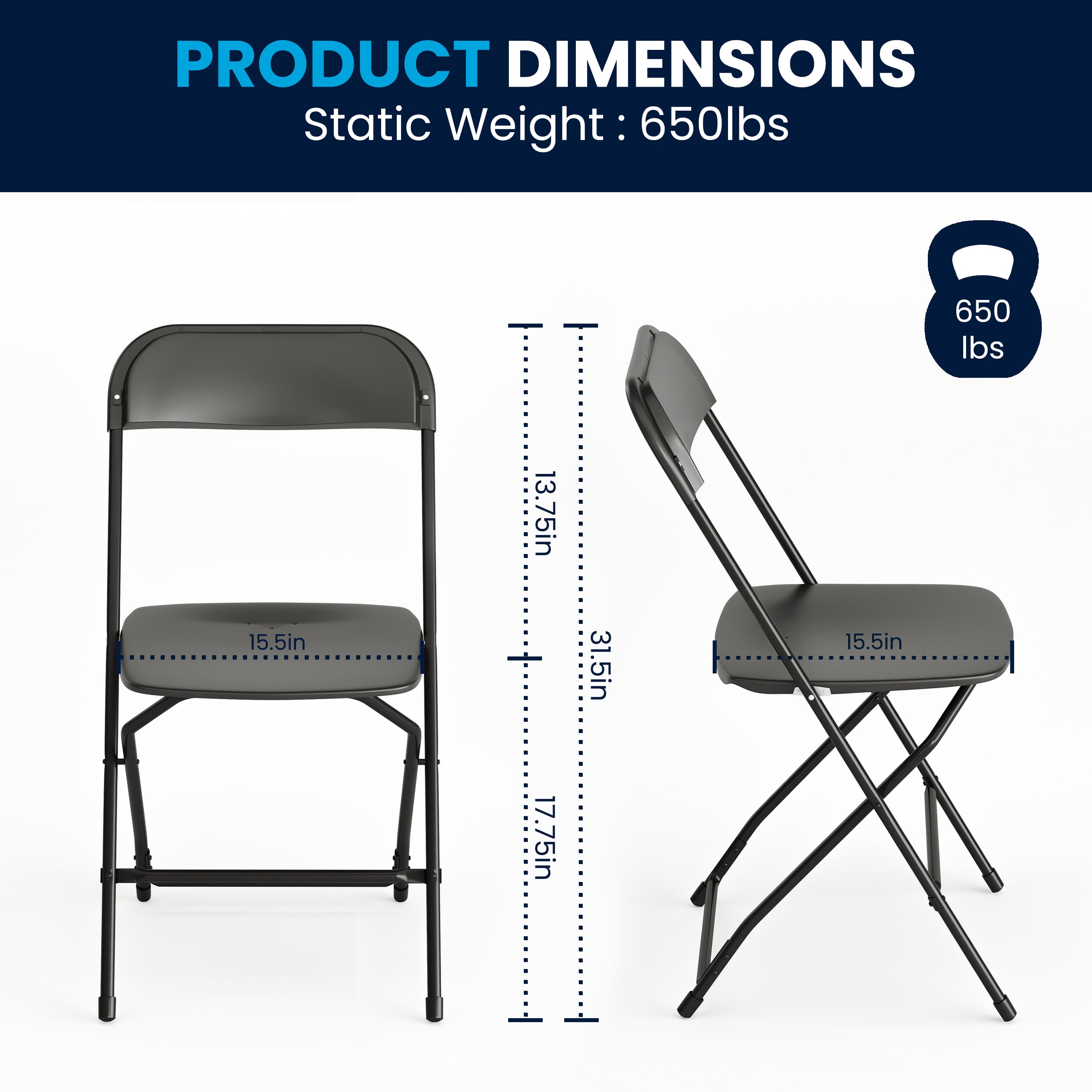 Series Plastic Folding Chair - 650LB Weight Capacity